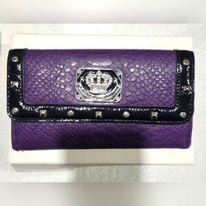 tri-fold snakeskin purple wallet